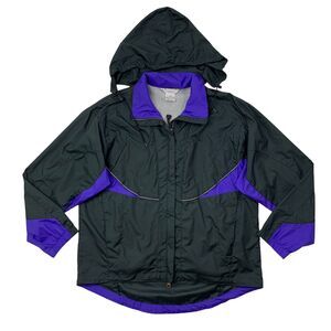 Vintage Moving Comfort Jacket Mens M Black Purple Mesh Lined Full Zip Track